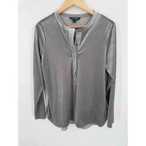Lauren Ralph Lauren Top Womens PL Velour Soft Casual Work Office Relaxed Comfy